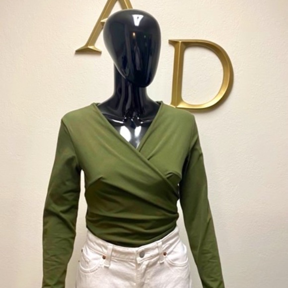 Beautiful Olive Green Wrap Top Ready to Ship for Xmas - Picture 1 of 2